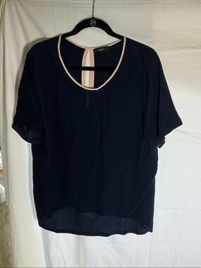 Paul Smith Navy Blouse with Cream Trim